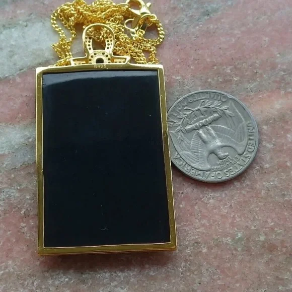 Elegant certificate sterling silver 925 hetian nephrite jade rectangle pendant